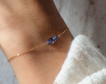 Iolite bracelet, dainty bracelet, gold filled or silver, genuine stone, birthstone jewelry, gold bracelet, iolite jewelry, women bracelet