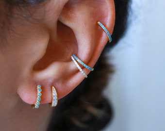 Fake piercing, helix ear cuff, silver or gold, simple ear cuff, jewelry set, thin ear cuff, no piercing jewelry, silver earrings