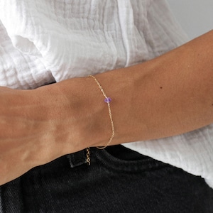 Amethyst bracelet, 14k gold filled, raw stone, birthstone, crystal bracelet, dainty bracelet, women bracelet, silver bracelet, stone jewelry