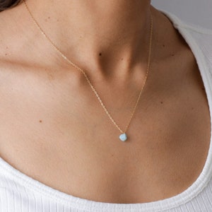 Collier larimar, or rempli ou argent, collier délicat, collier minimaliste, bijou larimar, collier or, pierre naturelle, collier bohème image 1