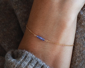 Tanzanite bracelet, gold filled or silver, dainty bracelet, minimalist bracelet, purple stone, birthstone jewelry, tanzanite jewelry