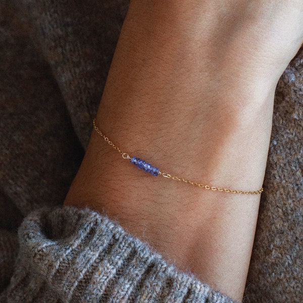 Tanzanite bracelet, gold filled or silver, dainty bracelet, minimalist bracelet, purple stone, birthstone jewelry, tanzanite jewelry