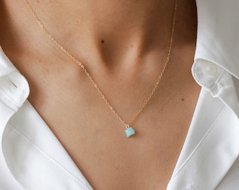 Amazonite necklace, gold filled or silver, dainty necklace, minimalist necklace, amazonite jewelry, gold necklace, natural stone