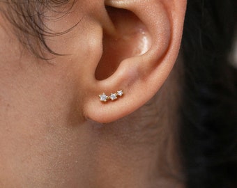 Climber earrings, dainty studs, sterling silver, minimalist earrings, elegant studs, simple studs, everyday earrings, gold earrings