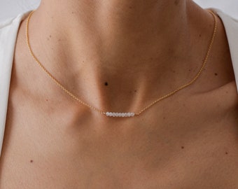 Collier pierre de lune naturelle, collier délicat, collier minimaliste, or rempli 14k, bijou pierre de lune, demoiselle d'honneur