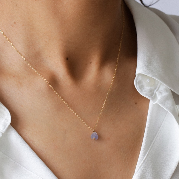 Tanzanite necklace, gold filled or silver, dainty necklace, minimalist necklace, tanzanite jewelry, gold necklace, natural stone, crystal