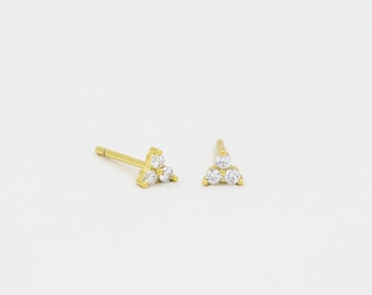 Tiny stud earrings, minimalist earrings, gold earrings, dainty studs, sterling silver, simple estuds, crystal studs, diamond studs