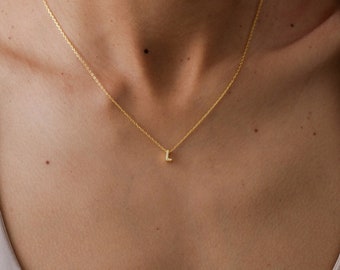 Letterketting, minimalistische ketting, massief zilver, initiële ketting, gouden ketting, naamketting, zilveren ketting, gepersonaliseerde ketting, cadeau