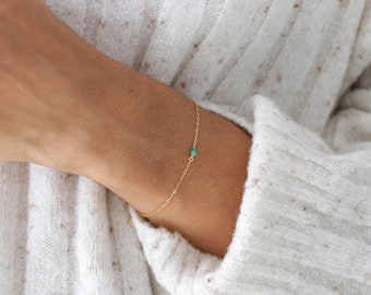 Emerald bracelet, gold filled or silver, dainty bracelet, natural stone, emerald jewelry, gold bracelet, sterling silver, rough stone, boho