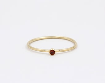 Natural garnet ring, gold filled ring, tiny ring, stacking ring, garnet jewelry, ring for women, delicate ring, thin band, ring for her