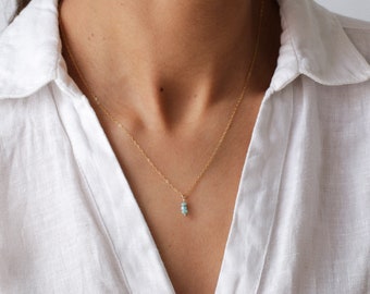 Collana in larimar, placcata in oro o argento, collana delicata, pietra autentica, pietra portafortuna, collana in oro, gioielli in larimar, collana da donna