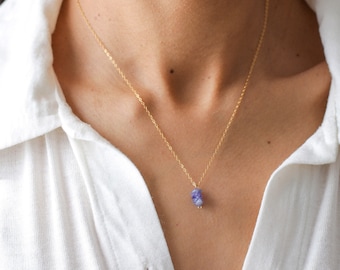 Tanzanite necklace, gold filled or silver, dainty necklace, tanzanite jewelry, pendant necklace, boho necklace, gold necklace