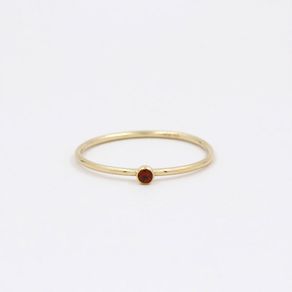 Natural garnet ring, gold filled ring, tiny ring, stacking ring, garnet jewelry, ring for women, delicate ring, thin band, ring for her