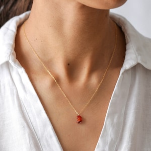 Carnelian necklace, gold filled or silver, minimalist necklace, carnelian jewelry, pendant necklace, boho necklace, gold necklace