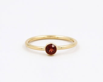 Granaatring, natuursteen, goud of zilver, solitaire ring, 14k goud gevuld, massief zilver, geboortesteen, granaat sieraden, damesring