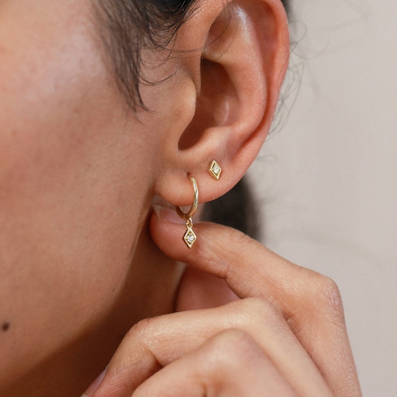 Créoles minimalistes, ensemble boucles d'oreilles, puces simples, argent massif, bijoux élégants, boucles délicates, bijou tous les jours