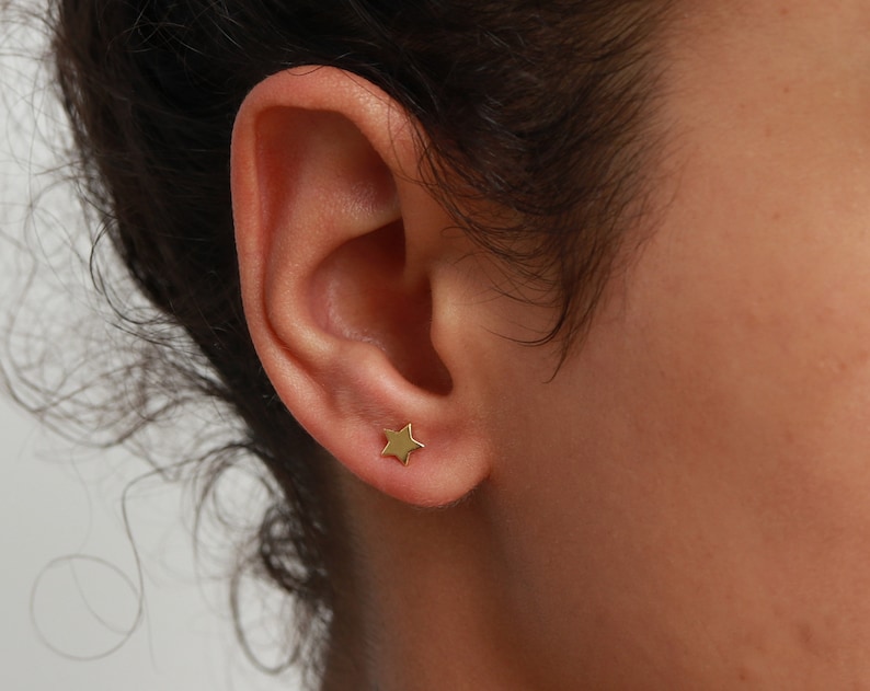 Gold star studs, tiny studs, celestial earrings, star earrings, minimalist earrings, star jewelry, celestial jewelry, gold plated studs image 5