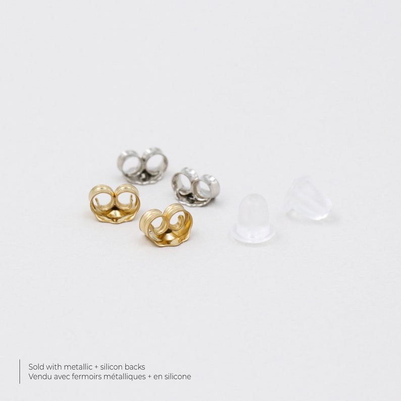 Boucles d'oreilles or, puces perles d'eau douce, perles véritables, boucles de mariée, puces minimalistes, puces 4-5mm, perles blanches image 8