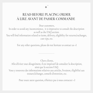May include: Read before placing order. &Agrave; lire avant de passer commande.  A text-based image with instructions for customers to read before placing an order.