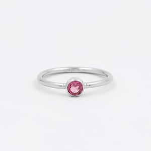 Bague tourmaline, pierre naturelle, tourmaline rose, or ou argent, bague délicate, or rempli 14k, pierre naissance, bijou tourmaline image 3