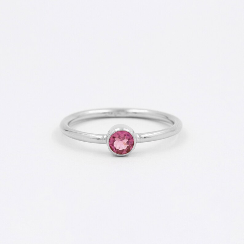 Bague tourmaline, pierre naturelle, tourmaline rose, or ou argent, bague délicate, or rempli 14k, pierre naissance, bijou tourmaline image 3