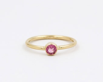 Bague tourmaline, pierre naturelle, tourmaline rose, or ou argent, bague délicate, or rempli 14k, pierre naissance, bijou tourmaline