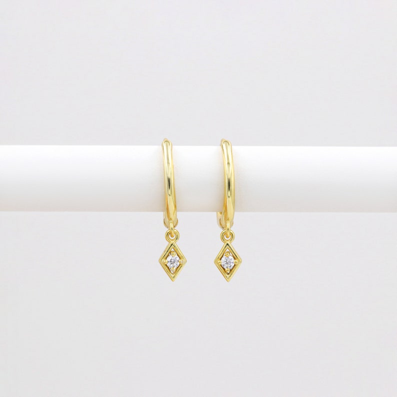 Dainty studs, minimalist earrings, sterling silver, simple studs, set earrings, diamond shape, everyday earrings, silver studs, gold studs image 6