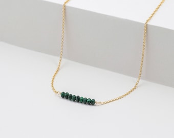 Natural malachite necklace, elegant necklace, gold jewelry, malachite jewelry, womens jewelry, stone necklace, birthstone gift, 925 necklace