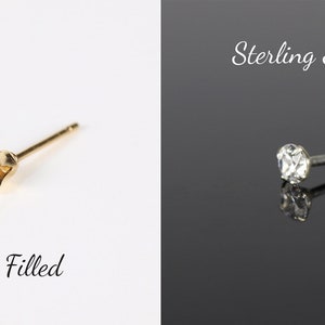 Gold studs, small earrings, 3mm studs, simple earrings, cubic zirconia studs, gold filled studs, dainty earrings, everyday earrings image 6