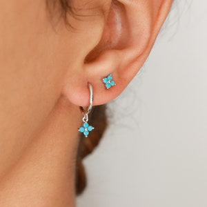 Turquoise earrings, sterling silver, dainty earrings, minimalist earrings, small earrings, gold earrings, womens jewelry, turquoise jewelry
