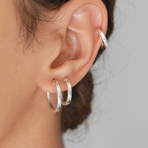 Pendientes de aro de plata maciza, pendientes de aro boho, pendiente simple, joyería de mujer, pendientes de aro pequeños, plata s925, hebilla huggie, joyería de plata