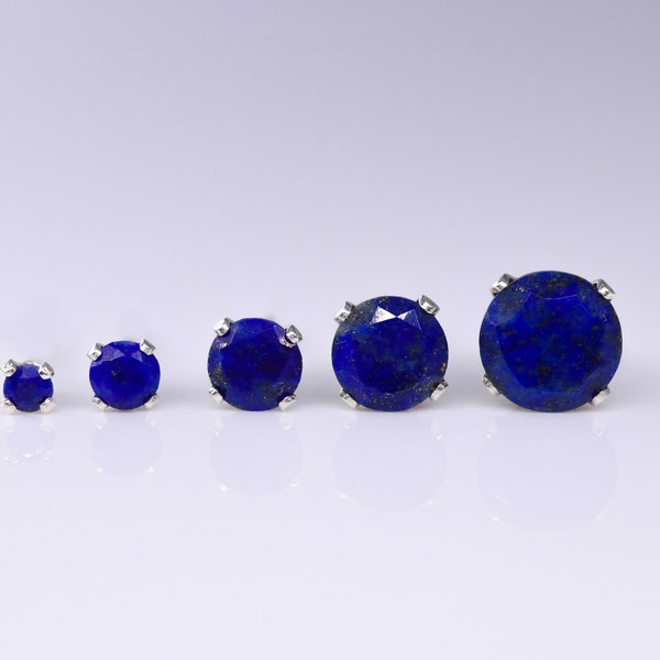 Lapislazuli-Chips, kleine Chips, Silberohrringe, 2-6 mm, Boho-Ohrringe, elegante Ohrstecker, 14-karätige Goldchips, Steinschmuck, Frau