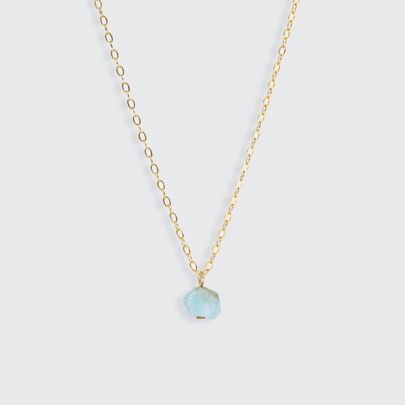 Collier larimar, or rempli ou argent, collier délicat, collier minimaliste, bijou larimar, collier or, pierre naturelle, collier bohème image 2