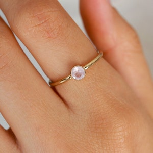 Rose quartz ring, gold ring, dainty ring, womens ring, gold filled, natural stone, sterling silver, promise ring, gift for her, small ring image 3