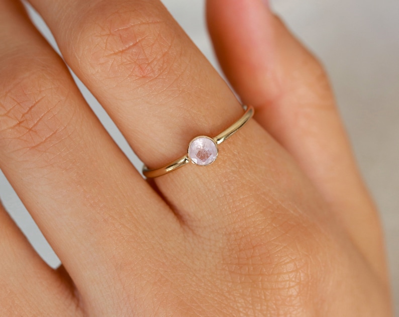 Rose quartz ring, gold ring, dainty ring, womens ring, gold filled, natural stone, sterling silver, promise ring, gift for her, small ring image 3