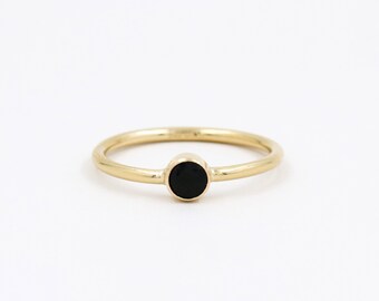 Black onyx ring, natural stone, gold or silver, dainty ring, 14k gold filled, solitaire ring, birthstone ring, sterling silver, women ring