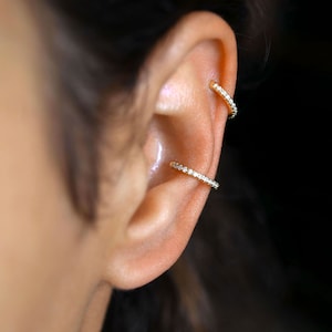 No piercing earring, gold ear cuff, helix earring, cartilage earring, sterling silver, fake piercing, dainty earring, piercing helix