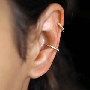 Orecchini non penetranti, polsino auricolare d'oro, orecchino elicoidale, orecchino cartilagineo, argento massiccio, piercing falso, orecchino senza foro