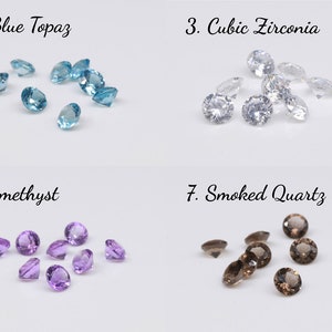 May include: Assortment of loose gemstones in various colors, including peridot, blue topaz, cubic zirconia, garnet, opal, amethyst, smoked quartz, and citrine.