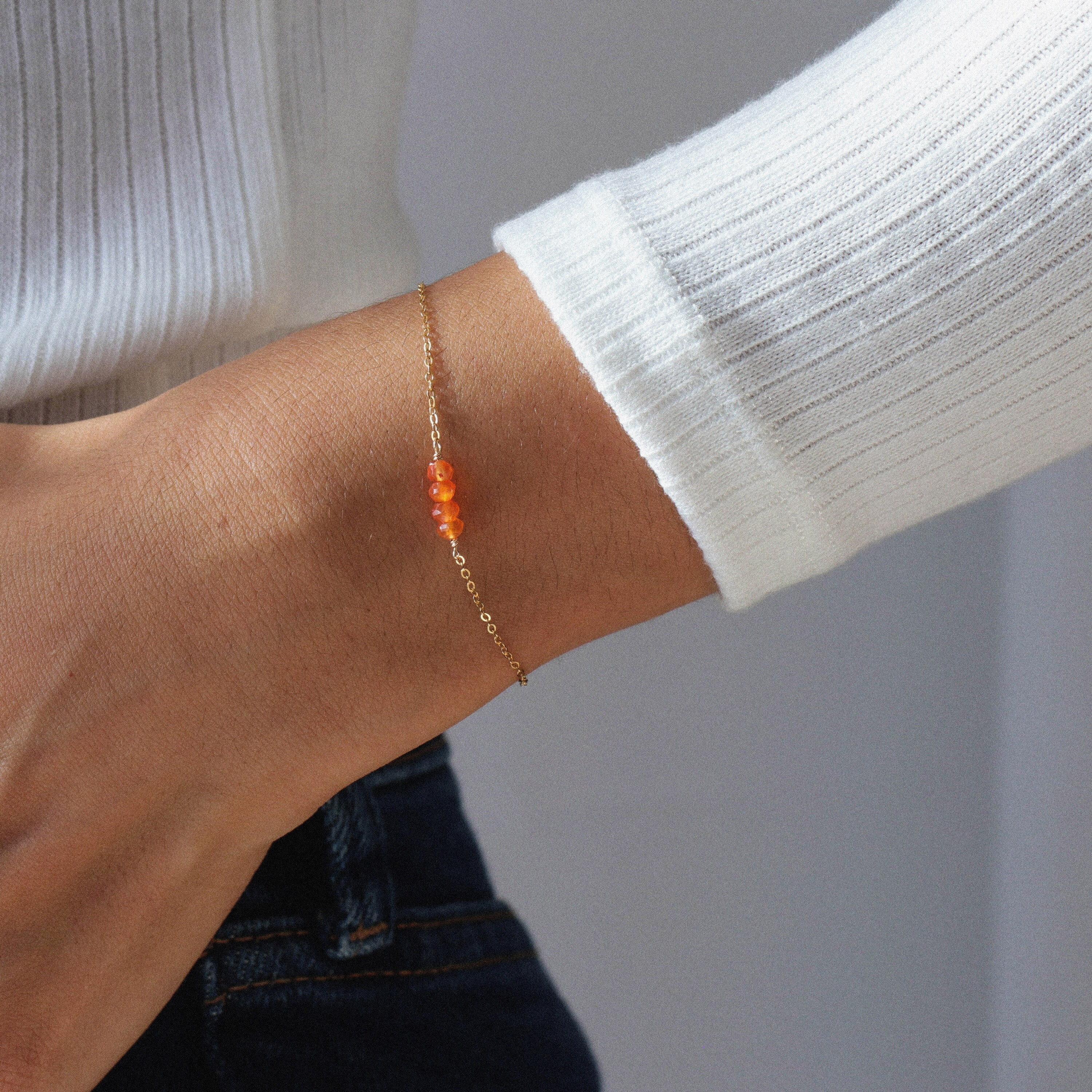 Carnelian bracelet, minimalist jewelry, bracelet gold or silver, tiny…