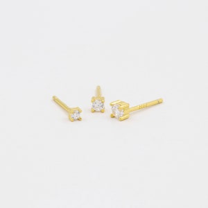 Minimalist studs, dainty earrings, simple earrings, sterling silver, tiny studs, small earrings, gold studs, everyday earring, 2mm 2.5mm 3mm image 4