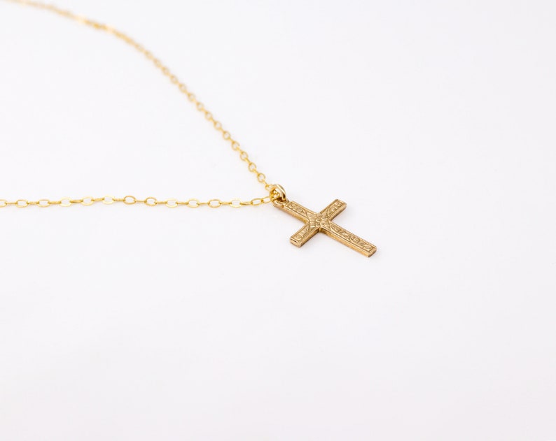 Cross necklace, gold necklace, religious necklace, dainty necklace, women necklace, 14k gold filled, small necklace, gold jewelry image 5