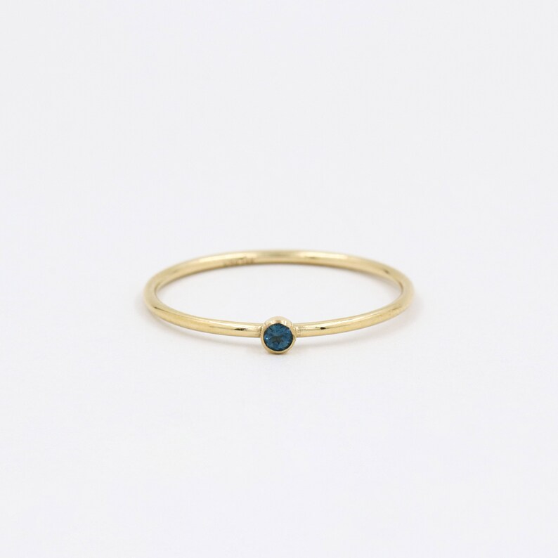 Blue topaz ring, natural stone, gold ring, minimalist ring, 14k gold filled, thin ring, birthstone ring, topaz jewelry, women ring image 1
