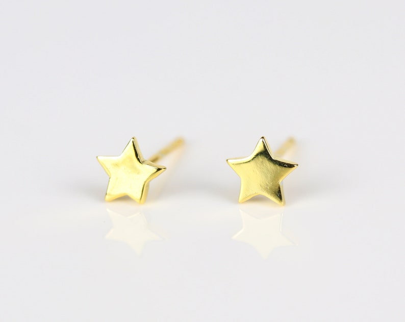 Gold star studs, tiny studs, celestial earrings, star earrings, minimalist earrings, star jewelry, celestial jewelry, gold plated studs image 3