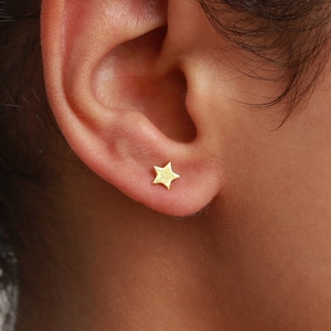 Gold star studs, tiny studs, celestial earrings, star earrings, minimalist earrings, star jewelry, celestial jewelry, gold plated studs image 1