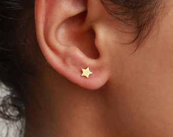 Gold star studs, tiny studs, celestial earrings, star earrings, minimalist earrings, star jewelry, celestial jewelry, gold plated studs