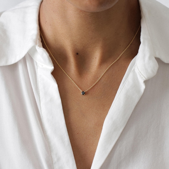 Collier minimaliste, collier délicat, collier élégant, collier or, pierre de naissance, argent massif, collier femme, collier solitaire