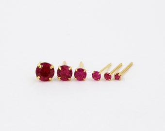 Ruby earrings, dainty earrings, gold studs, silver earrings, sterling silver, everyday earrings, simple earrings, studs earrings