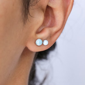 Larimar earrings, silver studs, dainty earrings, simple studs, natural stones, larimar jewelry, sterling silver, birthstones