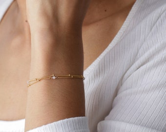 Maansteen armband, gouden armband, delicate armband, geboortesteen, zilveren armband, natuursteen, elegante armband, damessieraden
